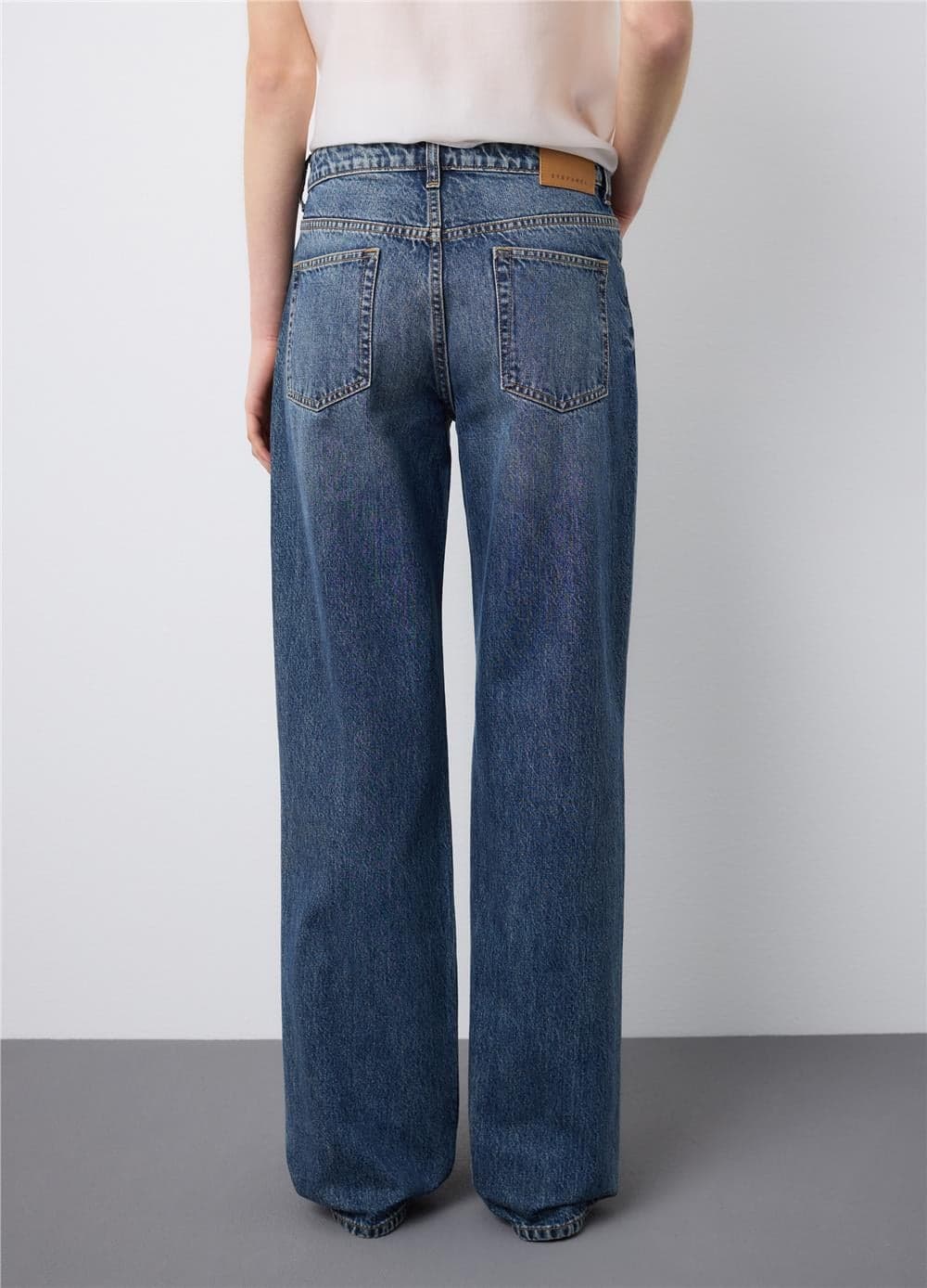Saf Pamuklu Düz Mavi Denim Kot Pantolon — 3