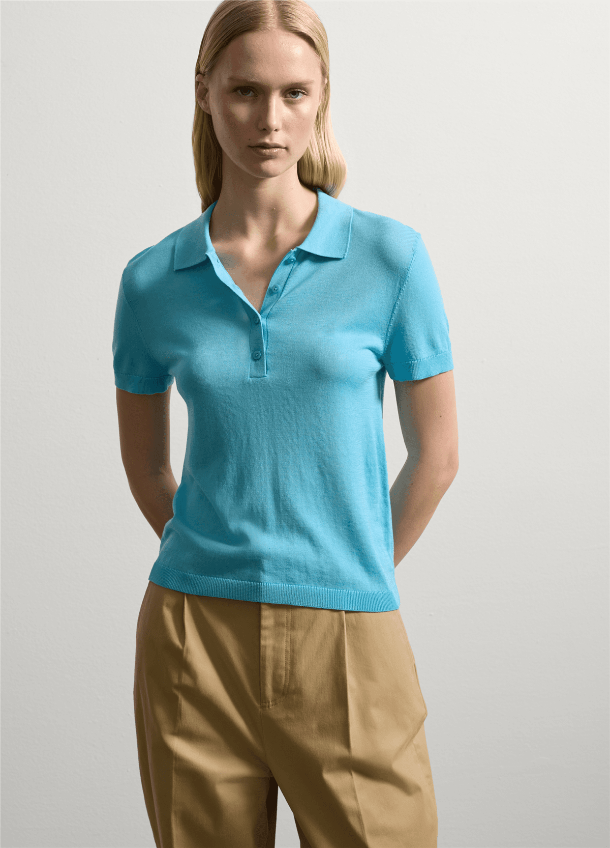 Düz Polo Mavi Tişört — 3