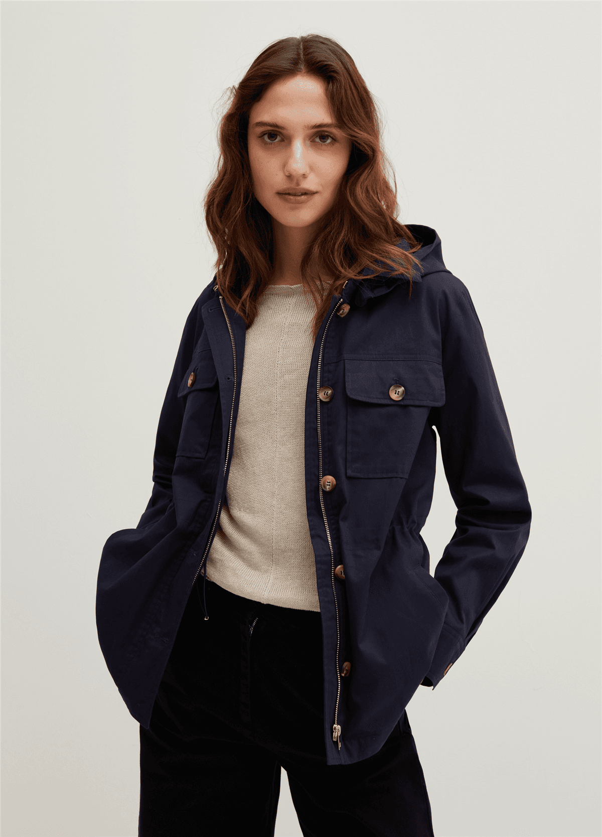 Kapüşonlu Lacivert Parka