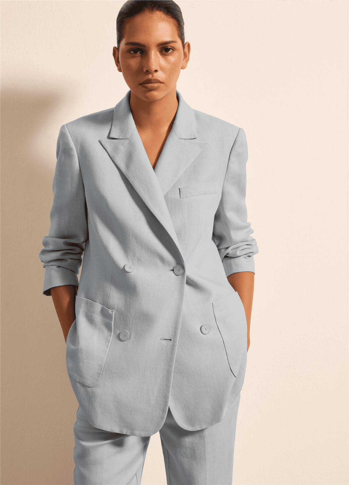 Kruvaze Açık Mavi Blazer