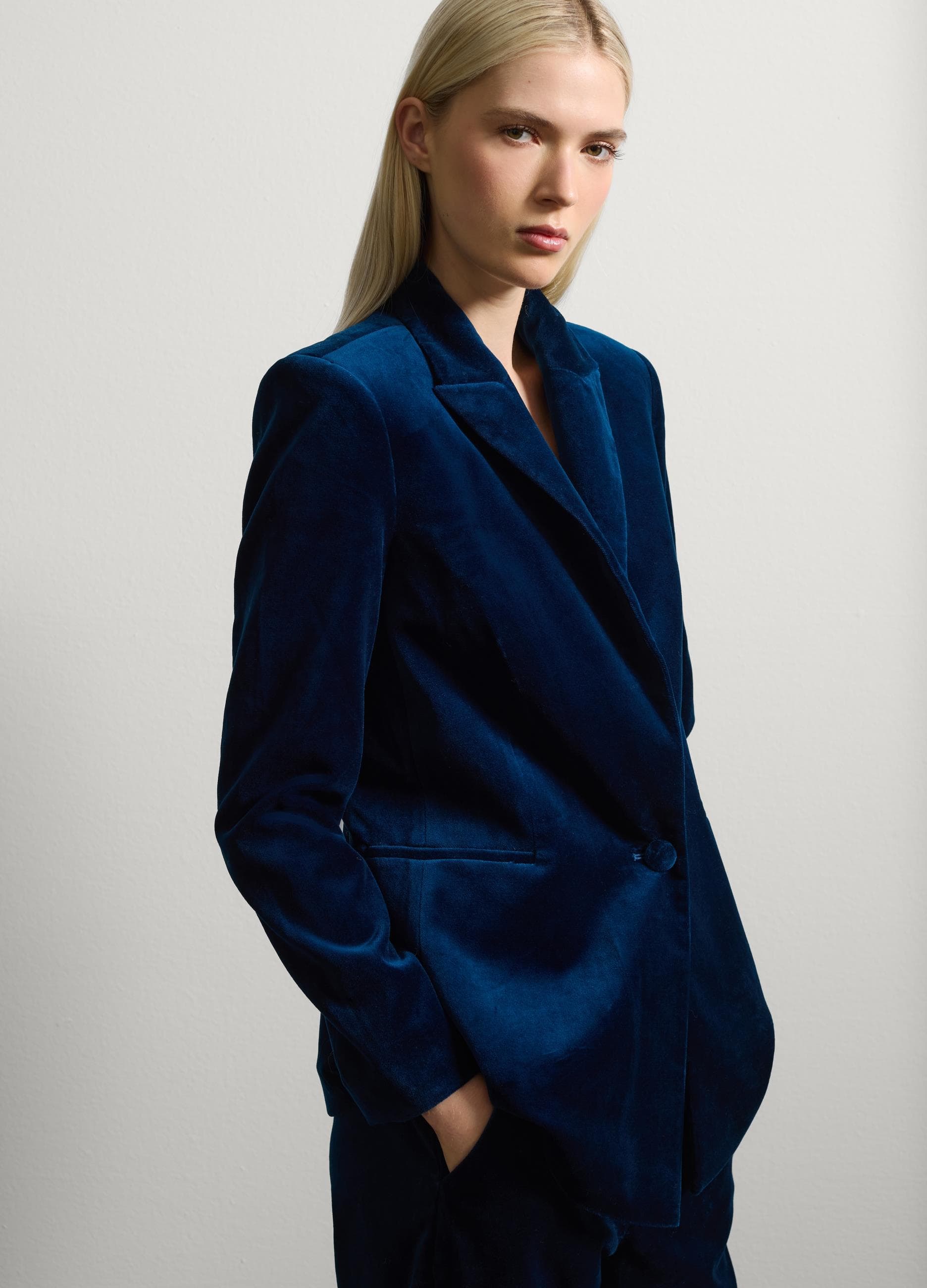 Mavi Pamuklu Blazer — 3