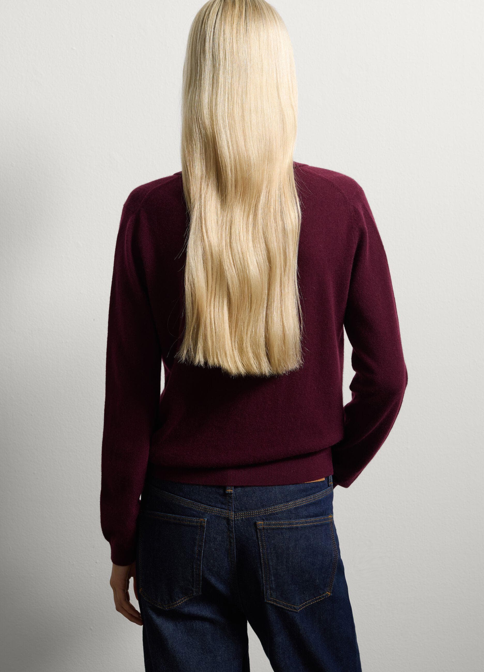 Oversize Bordo Saf Kaşmir Kazak — 4