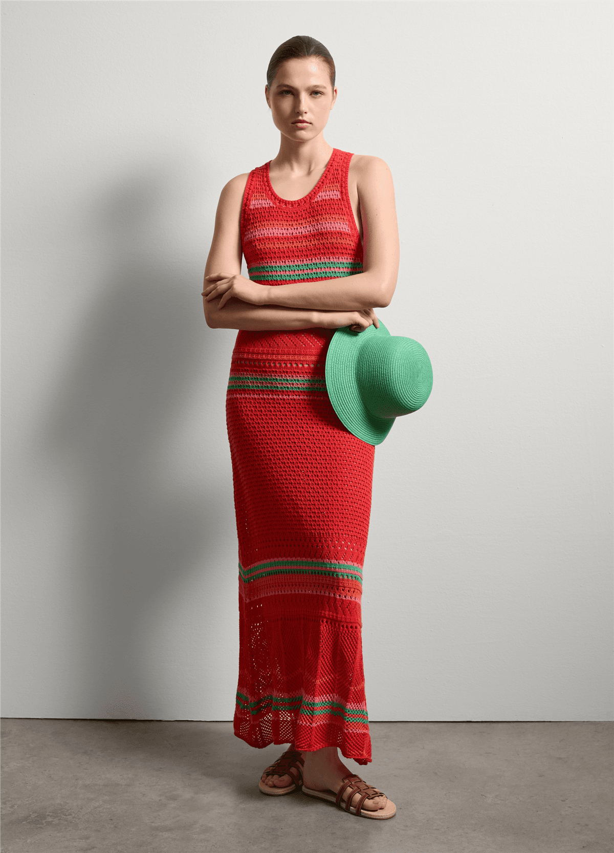 Raffia Cloche Yeşil Şapka