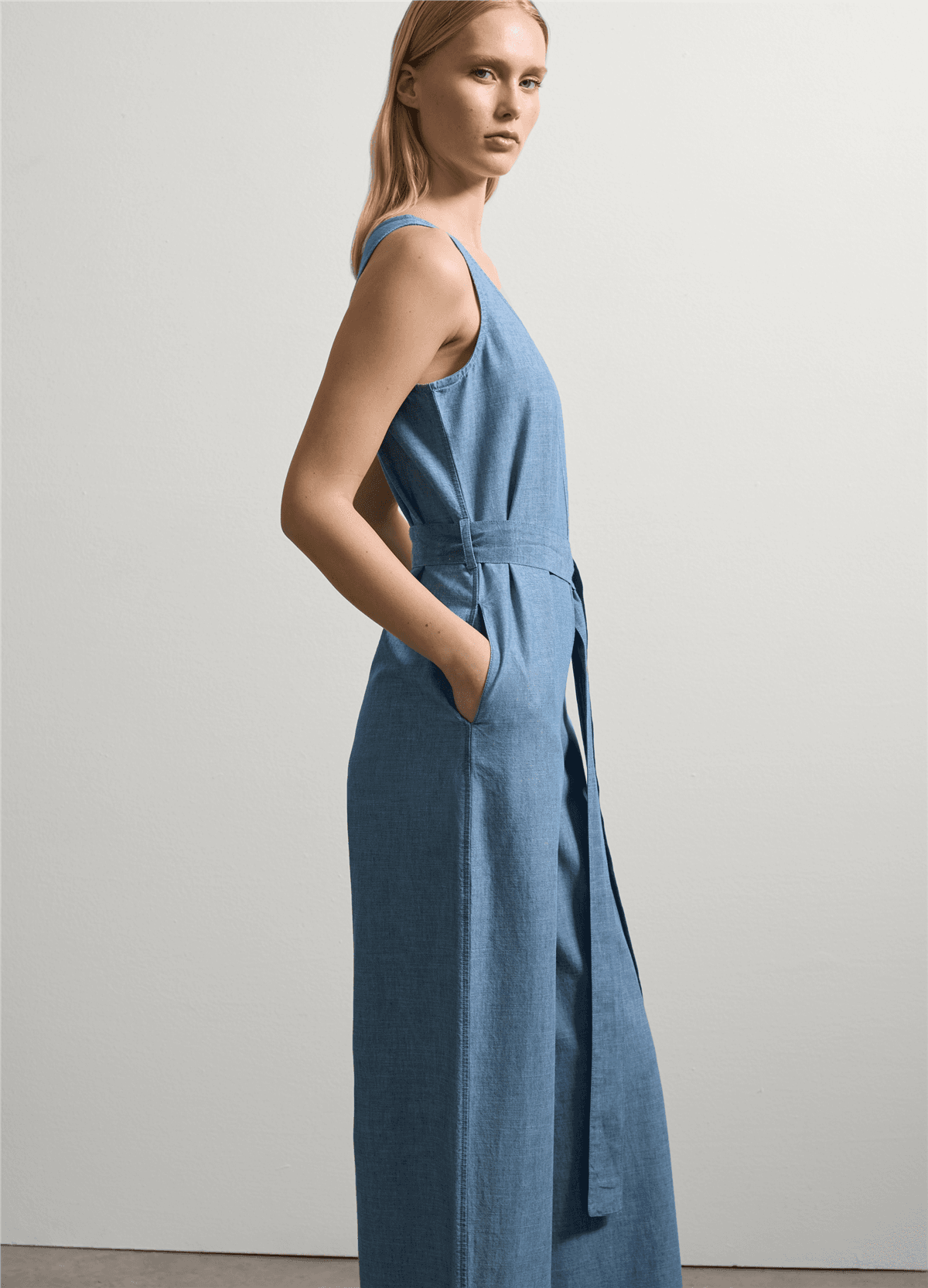 Uzun Akışkan Denim Tulum — 3
